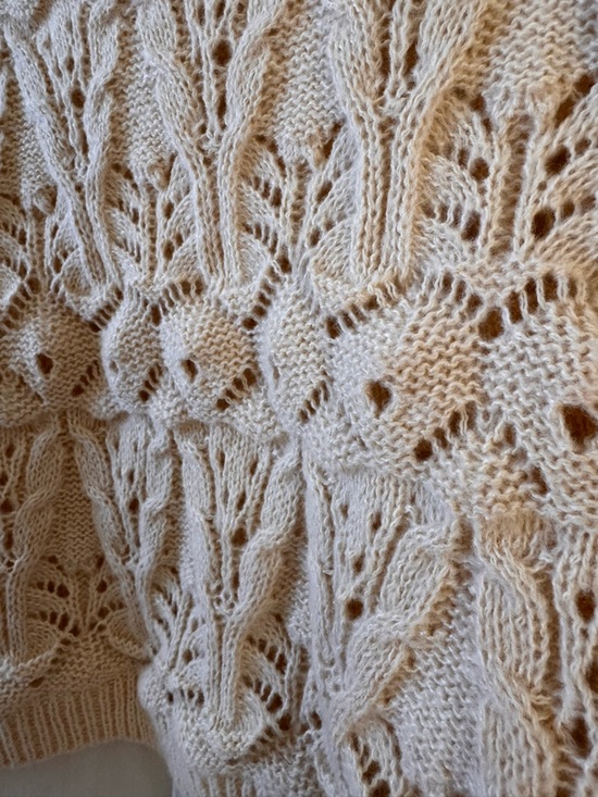 Chiffon-Sleeve Knit Pullover Top in cream size small nwt - Picture 7 of 7